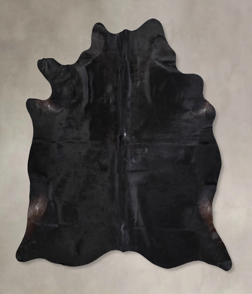 Solid Black Cowhide Rug #A30534