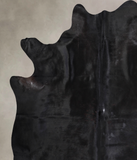 Solid Black Cowhide Rug #A30534