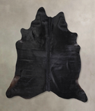 Solid Black Cowhide Rug #A30572