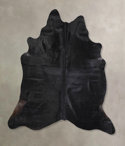 Solid Black Cowhide Rug #A30572