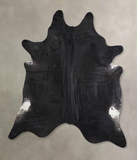 Solid Black Cowhide Rug #A30622