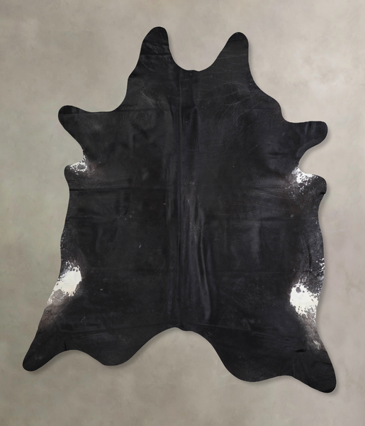 Solid Black Cowhide Rug #A30622