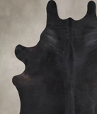 Solid Black Cowhide Rug #A30636
