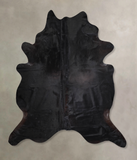 Solid Black Cowhide Rug #A30646