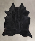 Solid Black Cowhide Rug #A30684