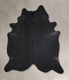 Solid Black Cowhide Rug #A30769