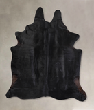 Solid Black Cowhide Rug #A30836