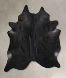 Solid Black Cowhide Rug #A30871