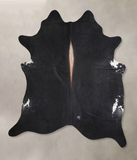 Solid Black Cowhide Rug #A30885