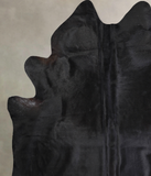 Solid Black Cowhide Rug #A30926