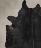Solid Black Cowhide Rug #A30996