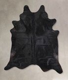 Solid Black Cowhide Rug #A31089