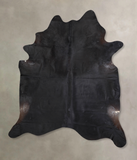 Solid Black Cowhide Rug #A31232