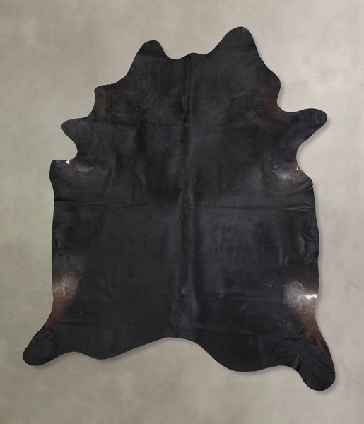 Solid Black Cowhide Rug #A31232