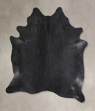 Solid Black Cowhide Rug #A31243