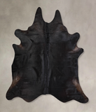 Solid Black Cowhide Rug #A31298