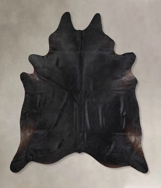 Solid Black Cowhide Rug #A31596