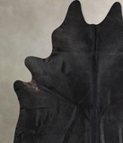 Solid Black Cowhide Rug #A31596