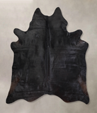 Solid Black Cowhide Rug #A32175