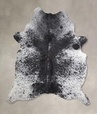 Salt and Pepper Black Cowhide Rug #A32176