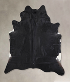 Solid Black Cowhide Rug #A32196