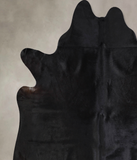 Solid Black Cowhide Rug #A33432