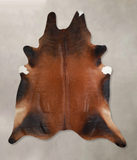 Brown with Red Cowhide Rug #A34225
