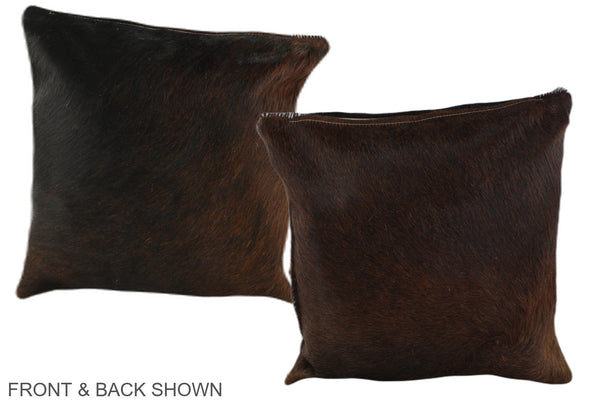 Solid Brown Cowhide Pillow #A35366