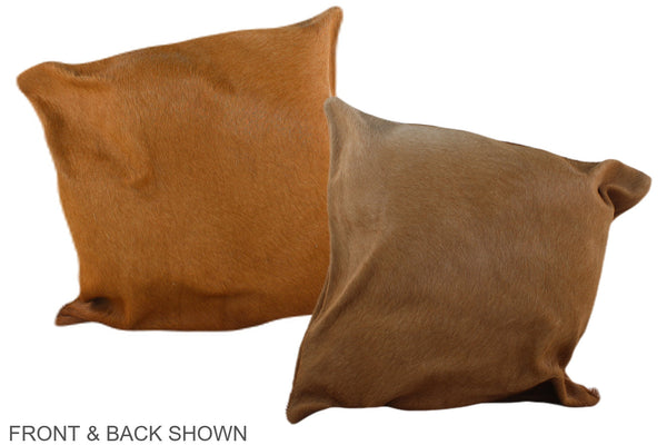 Solid Brown Cowhide Pillow #A35402