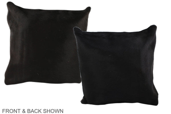 Solid Black Cowhide Pillow #A35449