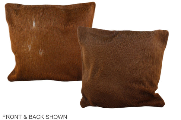 Solid Brown Cowhide Pillow #A35466
