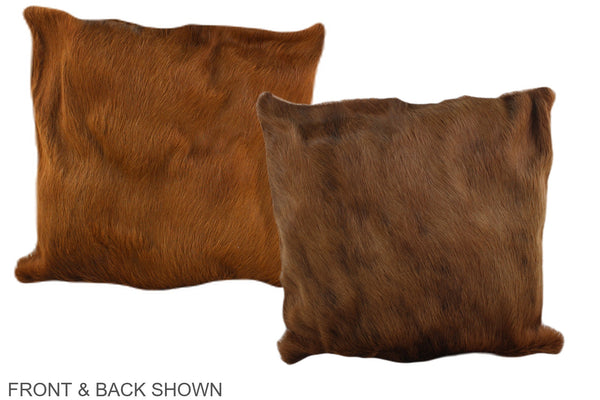Solid Brown Cowhide Pillow #A35485