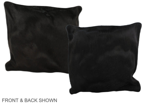 Solid Black Cowhide Pillow #A35488