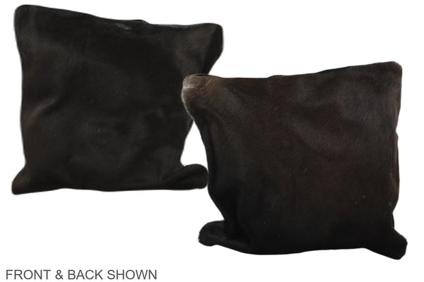 Solid Black Cowhide Pillow #A35591
