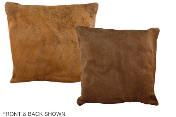 Solid Brown Cowhide Pillow #A35694