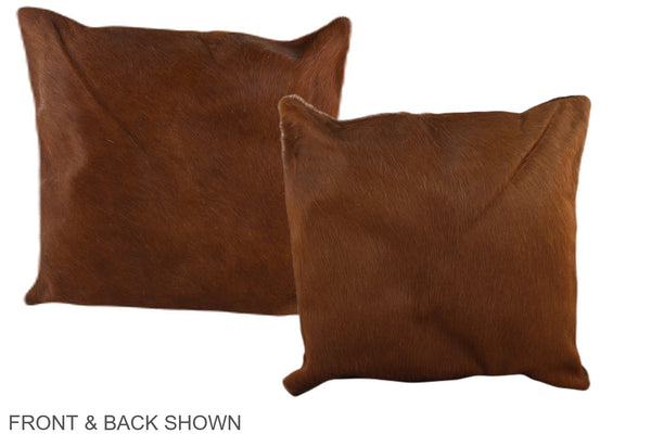 Solid Brown Cowhide Pillow #A35765