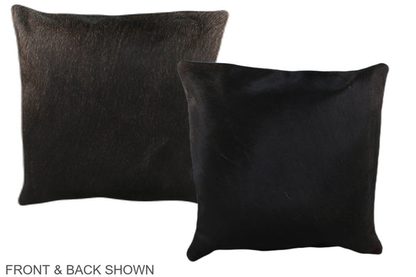 Solid Black Cowhide Pillow #A35789