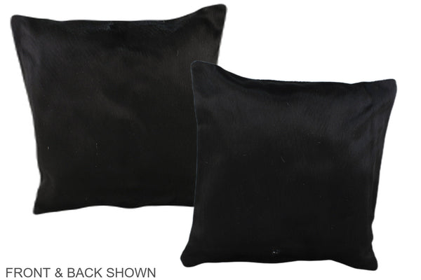 Solid Black Cowhide Pillow #A35799