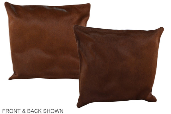 Solid Brown Cowhide Pillow #A35827