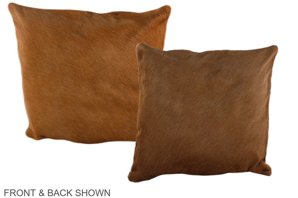 Solid Brown Cowhide Pillow #A35834