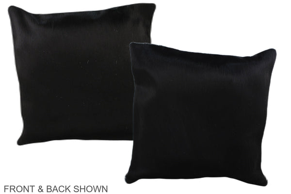 Solid Black Cowhide Pillow #A36051