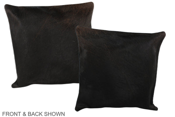 Solid Black Cowhide Pillow #A36091