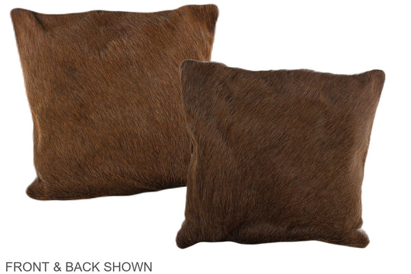 Solid Brown Cowhide Pillow #A36144