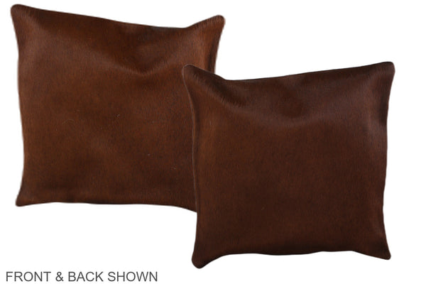 Solid Brown Cowhide Pillow #A36181