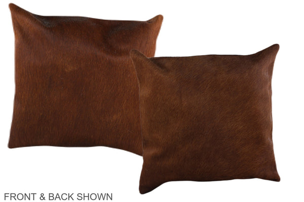 Solid Brown Cowhide Pillow #A36184