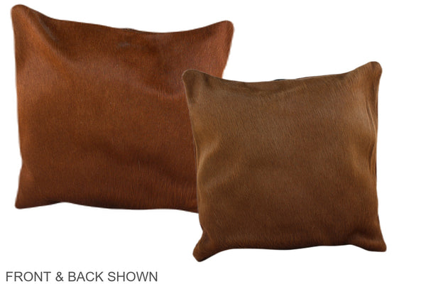 Solid Brown Cowhide Pillow #A36223