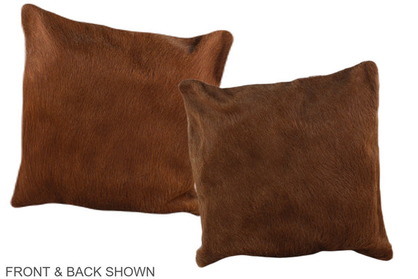 Solid Brown Cowhide Pillow #A36239