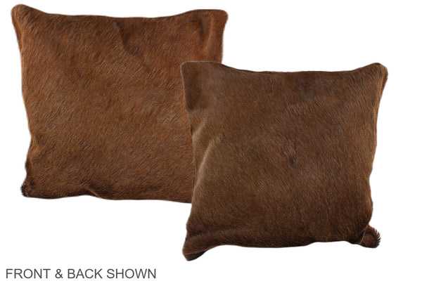 Solid Brown Cowhide Pillow #A36246