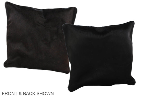 Solid Black Cowhide Pillow #A36251