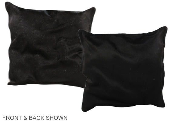 Solid Black Cowhide Pillow #A36326
